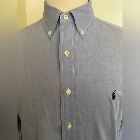 Polo Ralph Lauren Vintage Yarmouth Button Down In Blue Size 16.5-32/33 - Picture 5 of 5